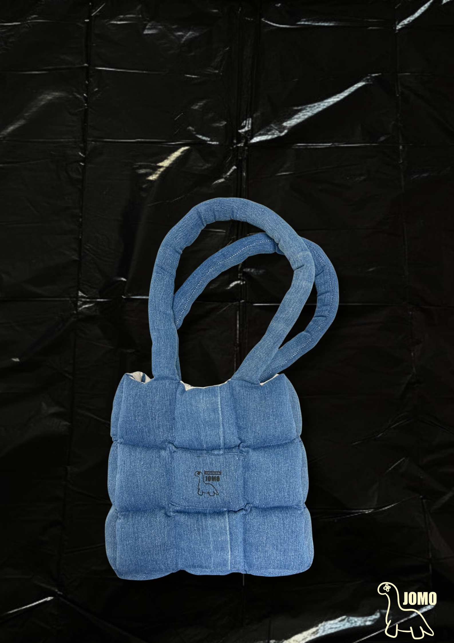 'THE MINI REMIX PUFFER BAG' Classic Blue | Cream Interior