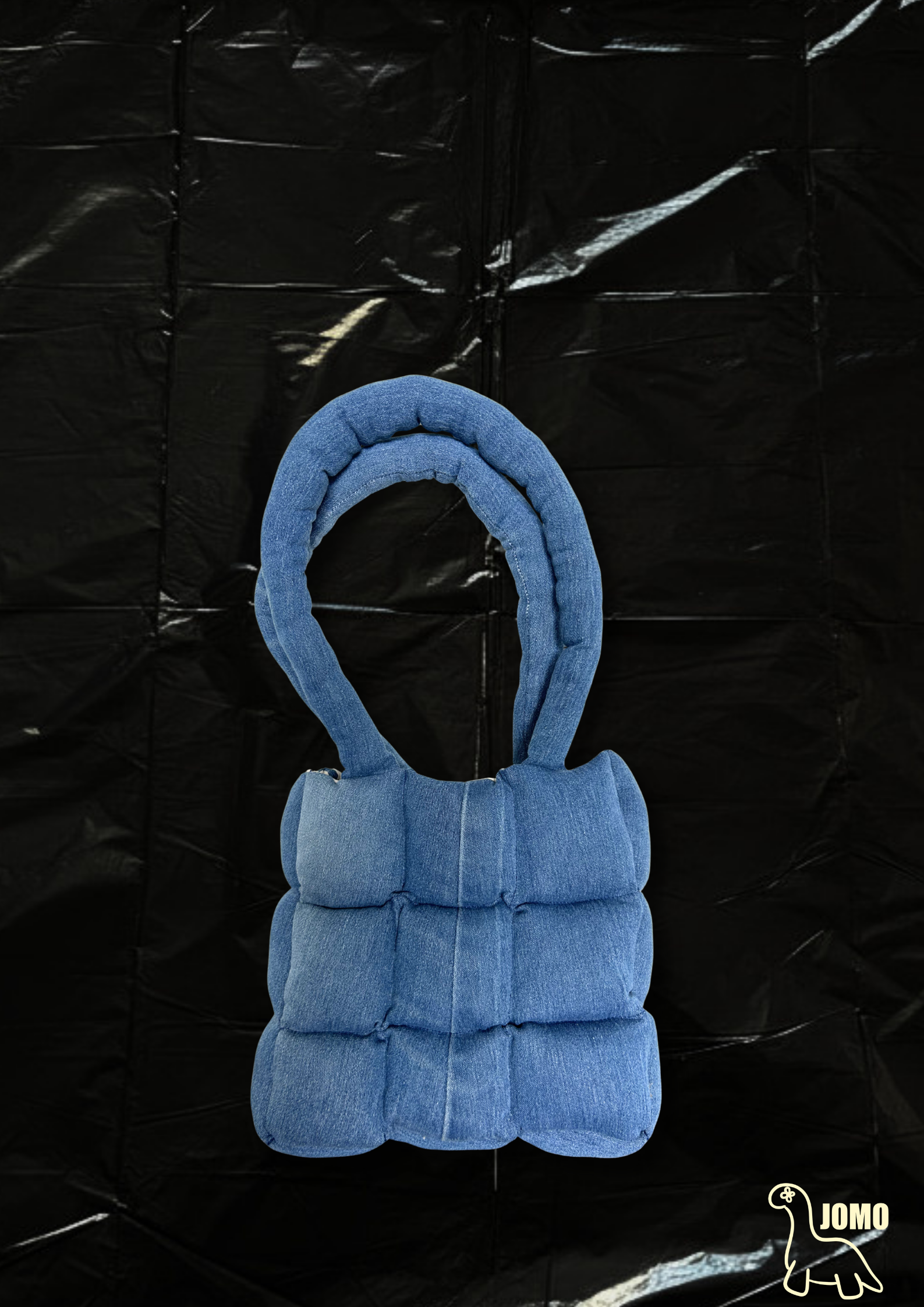 'THE MINI REMIX PUFFER BAG' Classic Blue | Cream Interior
