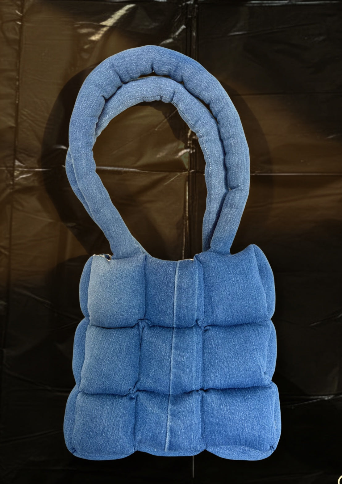 'THE MINI REMIX PUFFER BAG' Classic Blue | Cream Interior