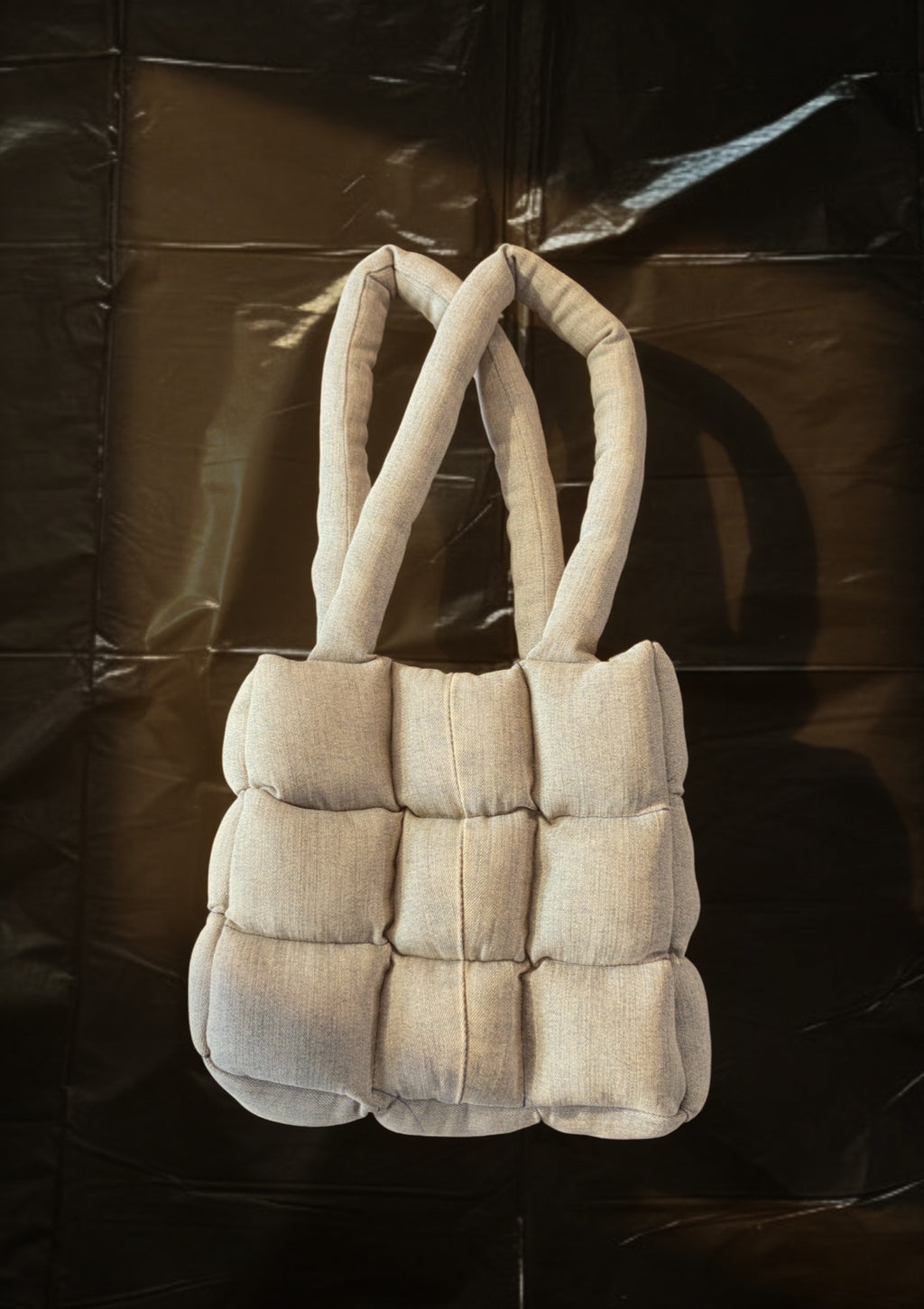 The MINI REMIX PUFFER BAG Pale Denim | Black Interior