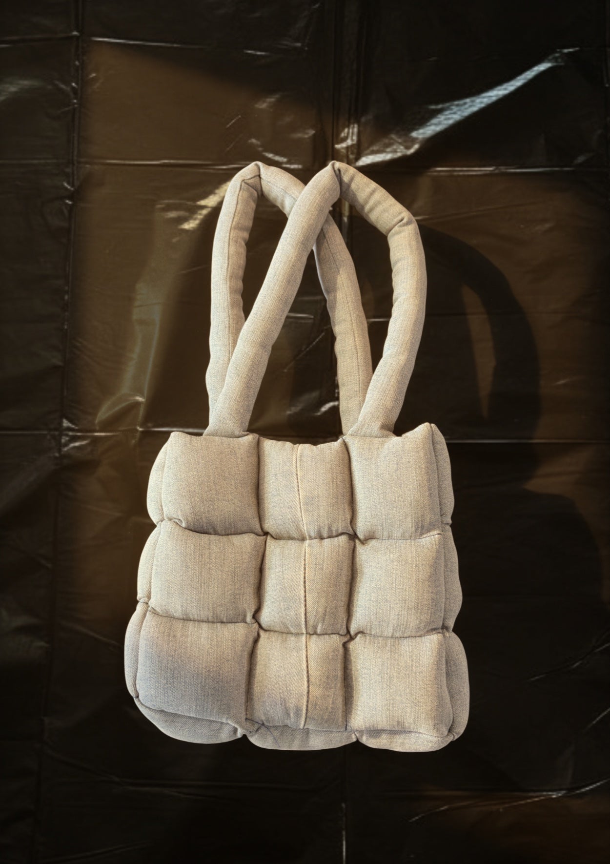 The MINI REMIX PUFFER BAG Pale Denim | Black Interior