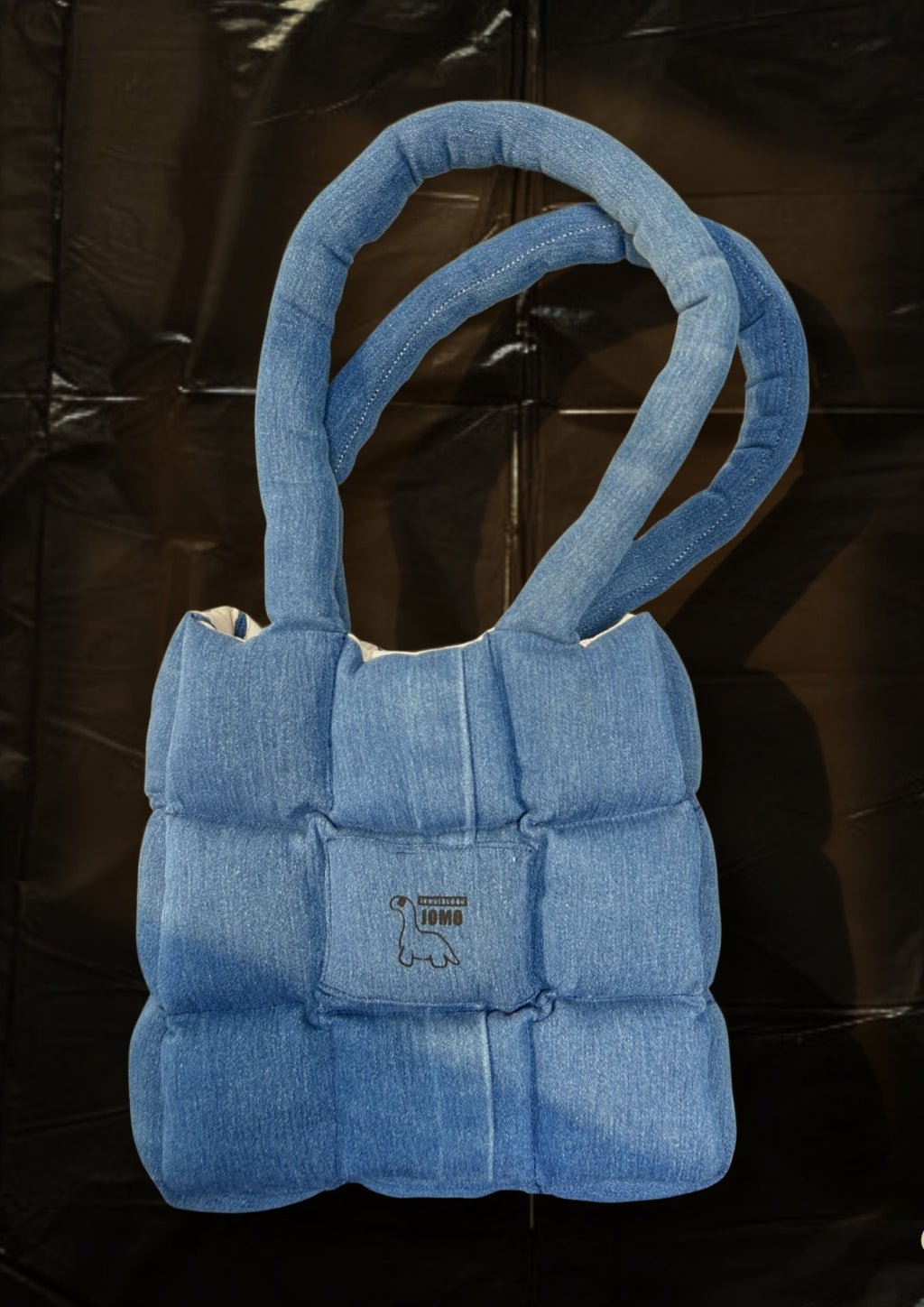 'THE MINI REMIX PUFFER BAG' Classic Blue | Cream Interior