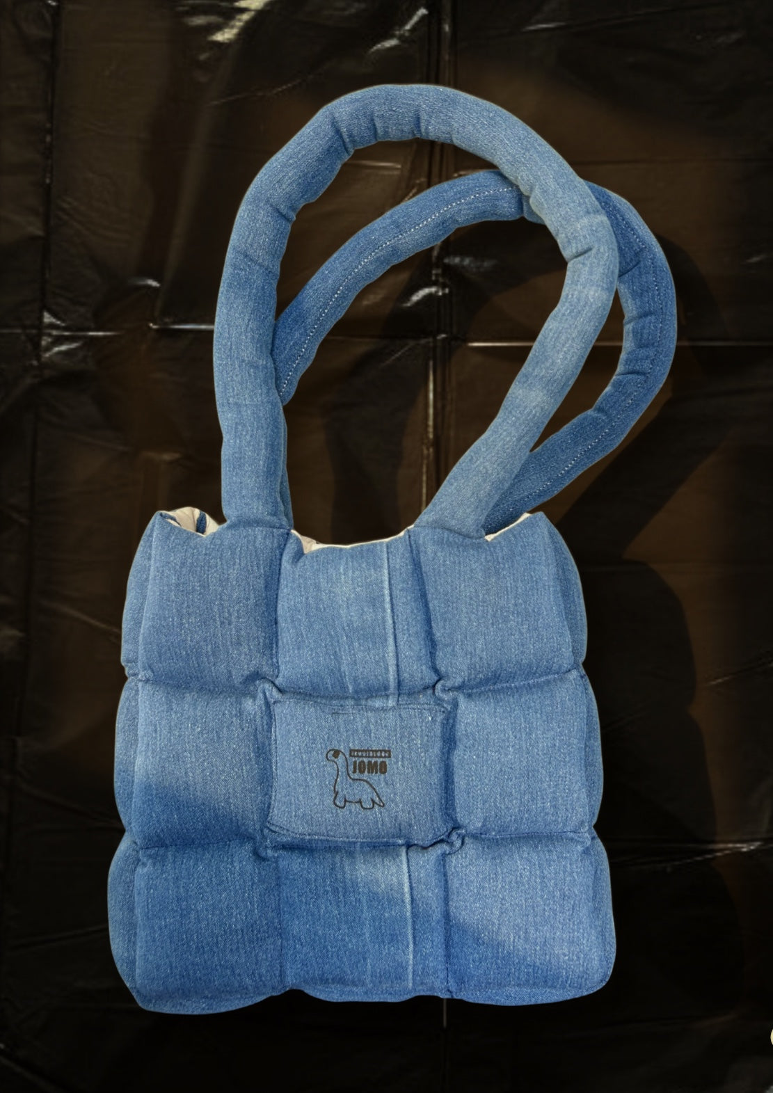 'THE MINI REMIX PUFFER BAG' Classic Blue | Cream Interior