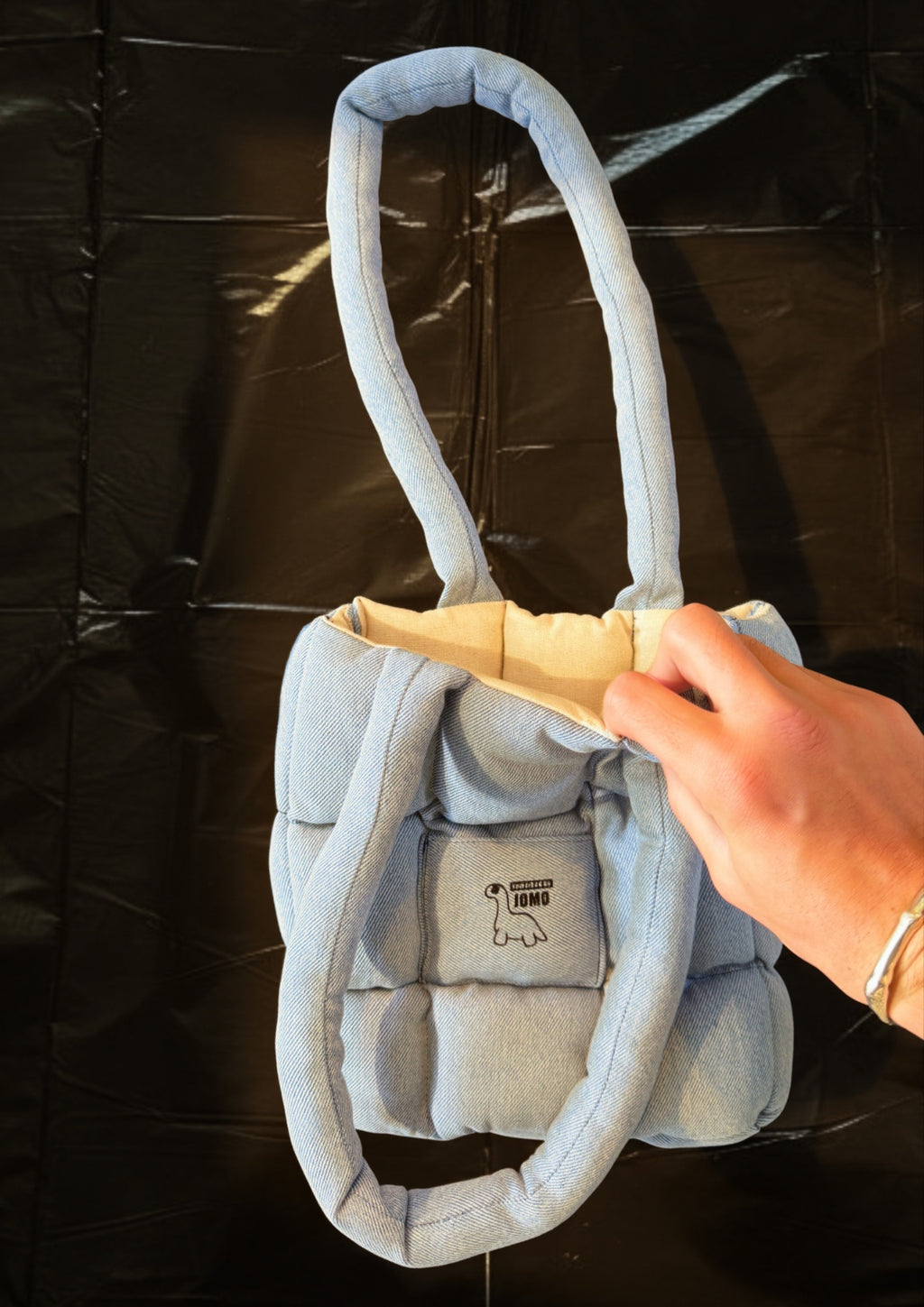 The Mini Remix Puffer Bag Pale Denim | Cream Interior