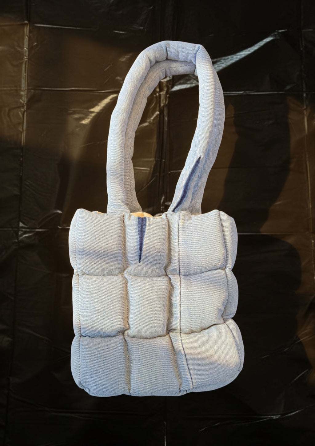 The Mini Remix Puffer Bag Pale Denim | Cream Interior